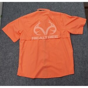 Realtree Fishing Shirt Mens Extra‎ Large Orange Vented Button Up Outdoor Logo